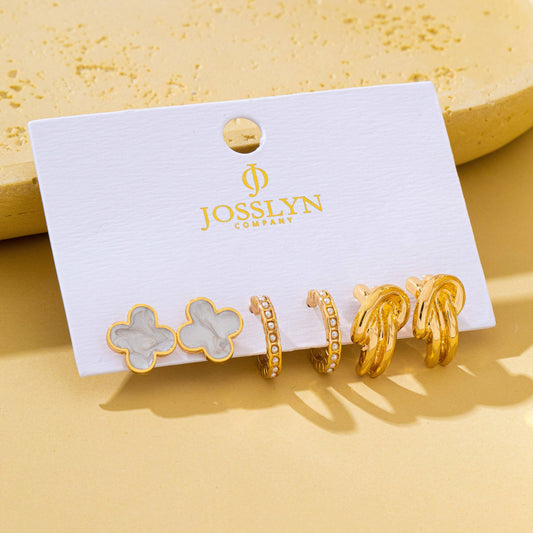 Gold Huggie Hoop Earring Set