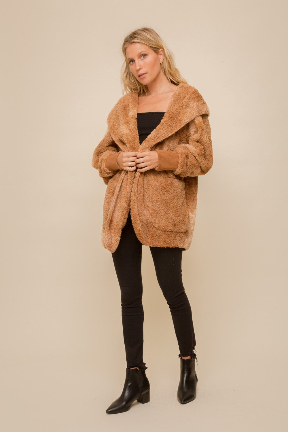 Brown Faux Fur Hooded Jacket