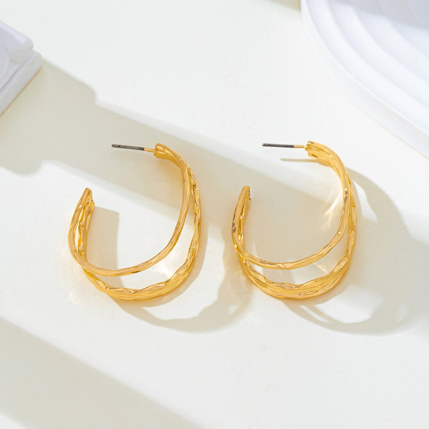 Gold-Tone Triple Layer Hoop Earrings