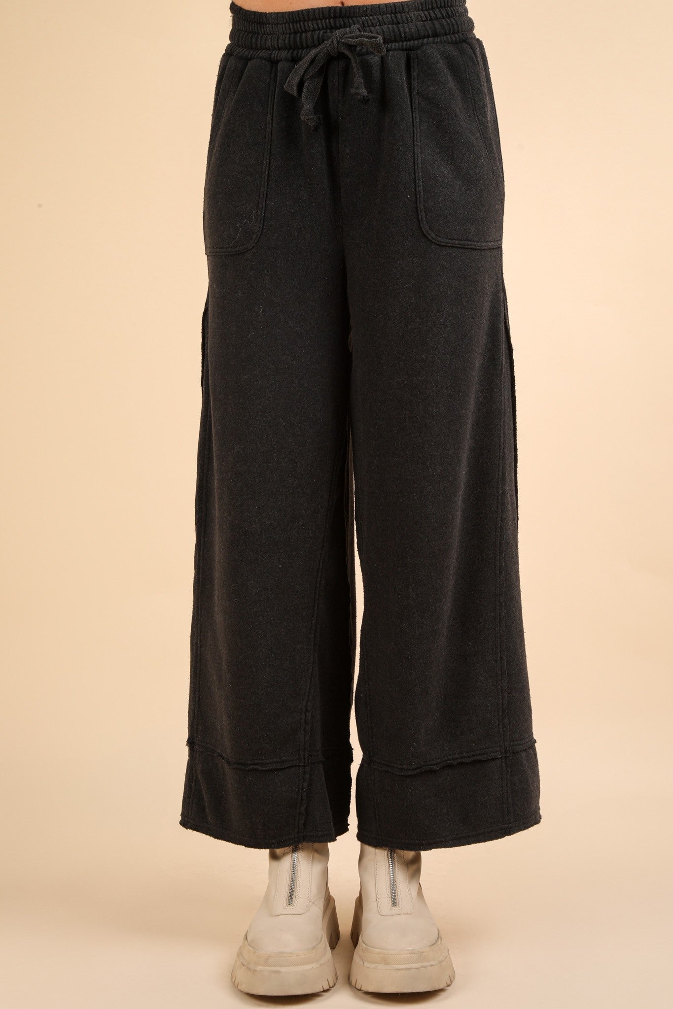 Black Acid Washed Comfy Pants