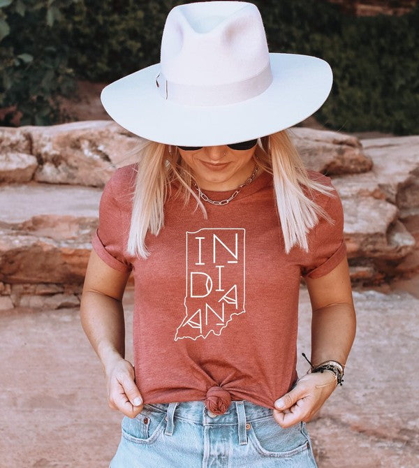 Heather Clay Indiana Outline Tee