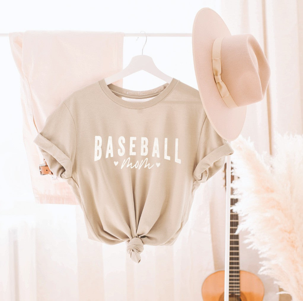 Tan Baseball Mom Graphic T-Shirt