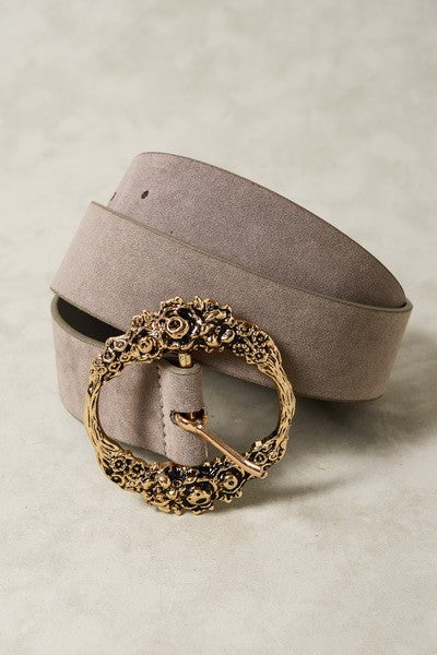 Floral Etched Grey Belt