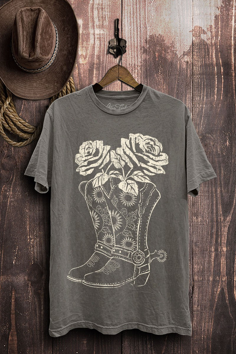 Stone Grey Boots & Roses Graphic