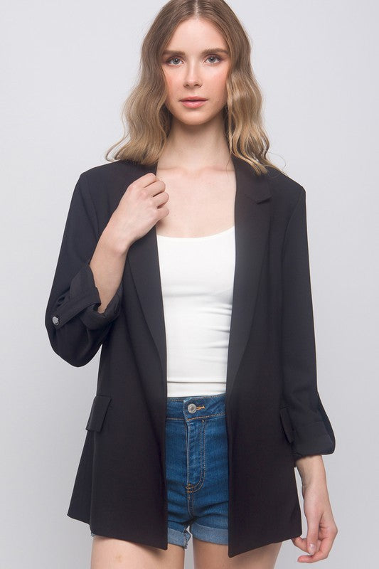 Black 3/4 Sleeve Blazer