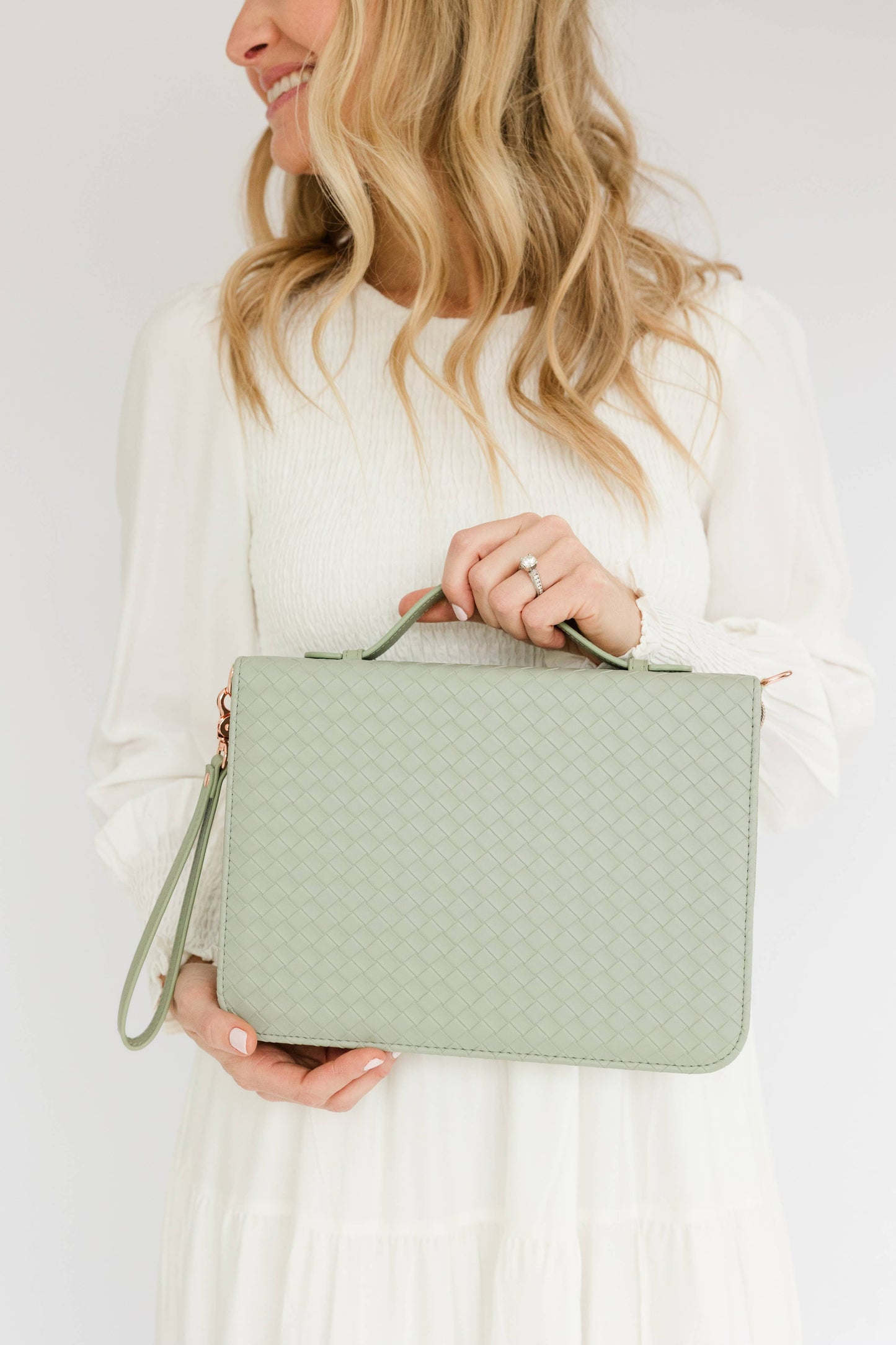 Crossbody Weave Bible Case: SAGE