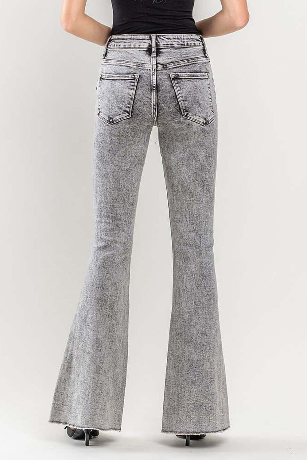 High Rise Acid Wash Flare Jeans