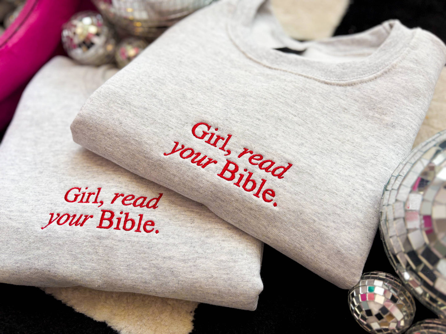 Girl Read Your Bible Embroidered Crewneck Sweatshirt