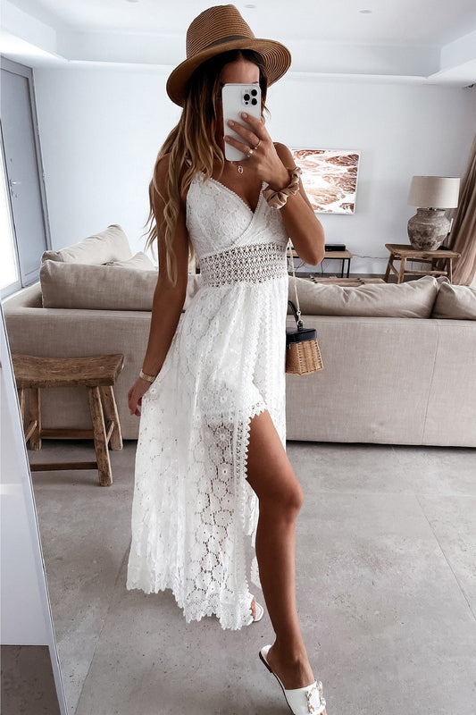 White Smocked Jumpsuit with Ruching