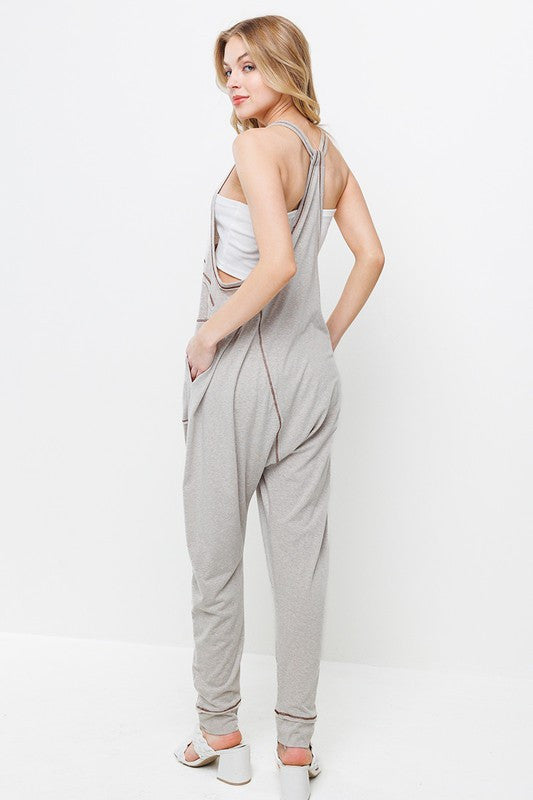 Taupe Sleeveless Harem Jumpsuit