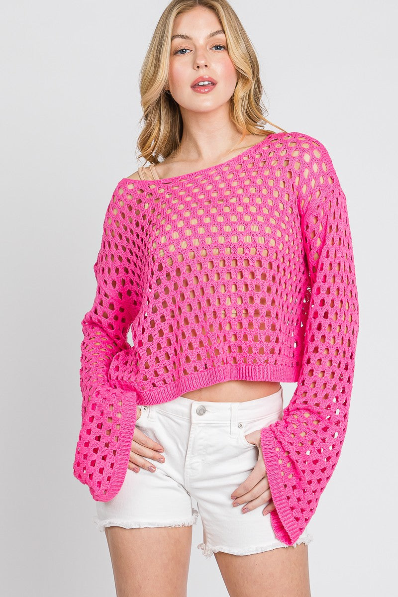 Pink Crochet Pullover