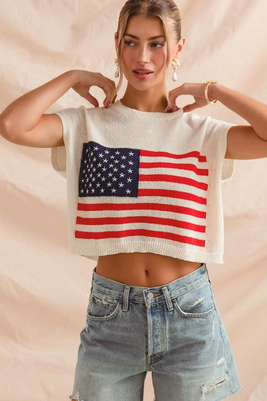 American Flag Sweater Top