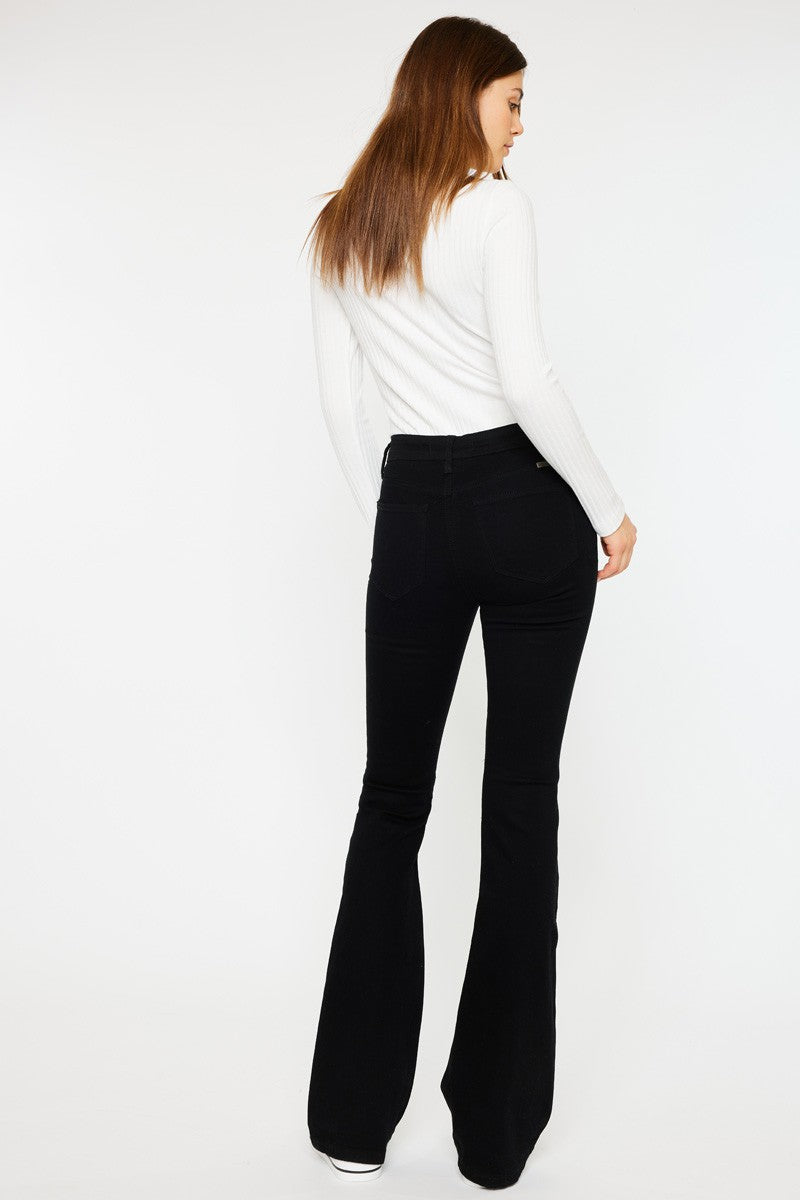 Mid Rise Black Flare Jeans