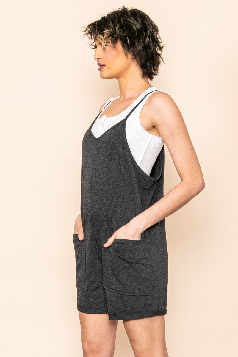 Charcoal Terry Romper