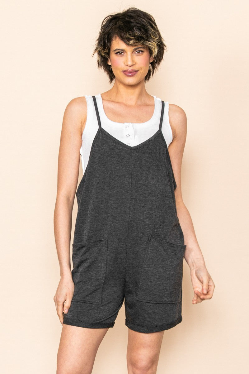 Charcoal Terry Romper