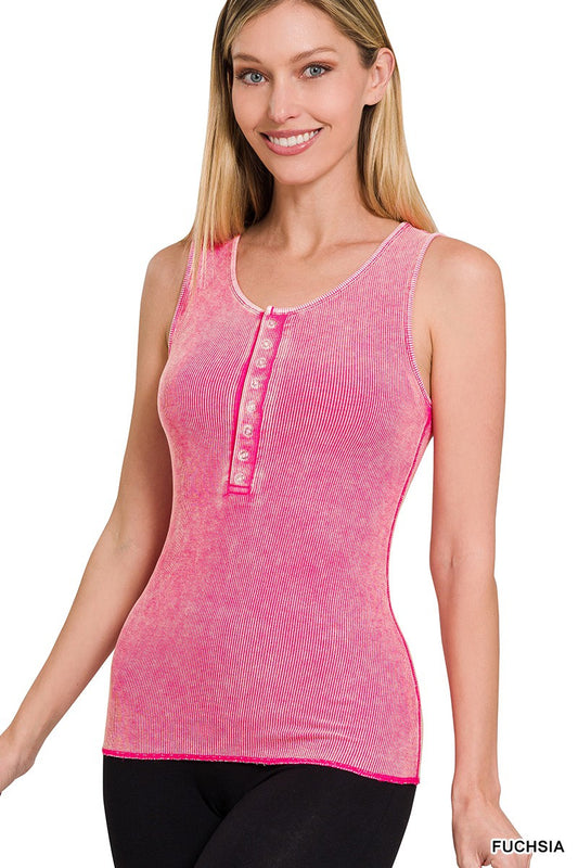 Fuchsia Washed Scoop Tank