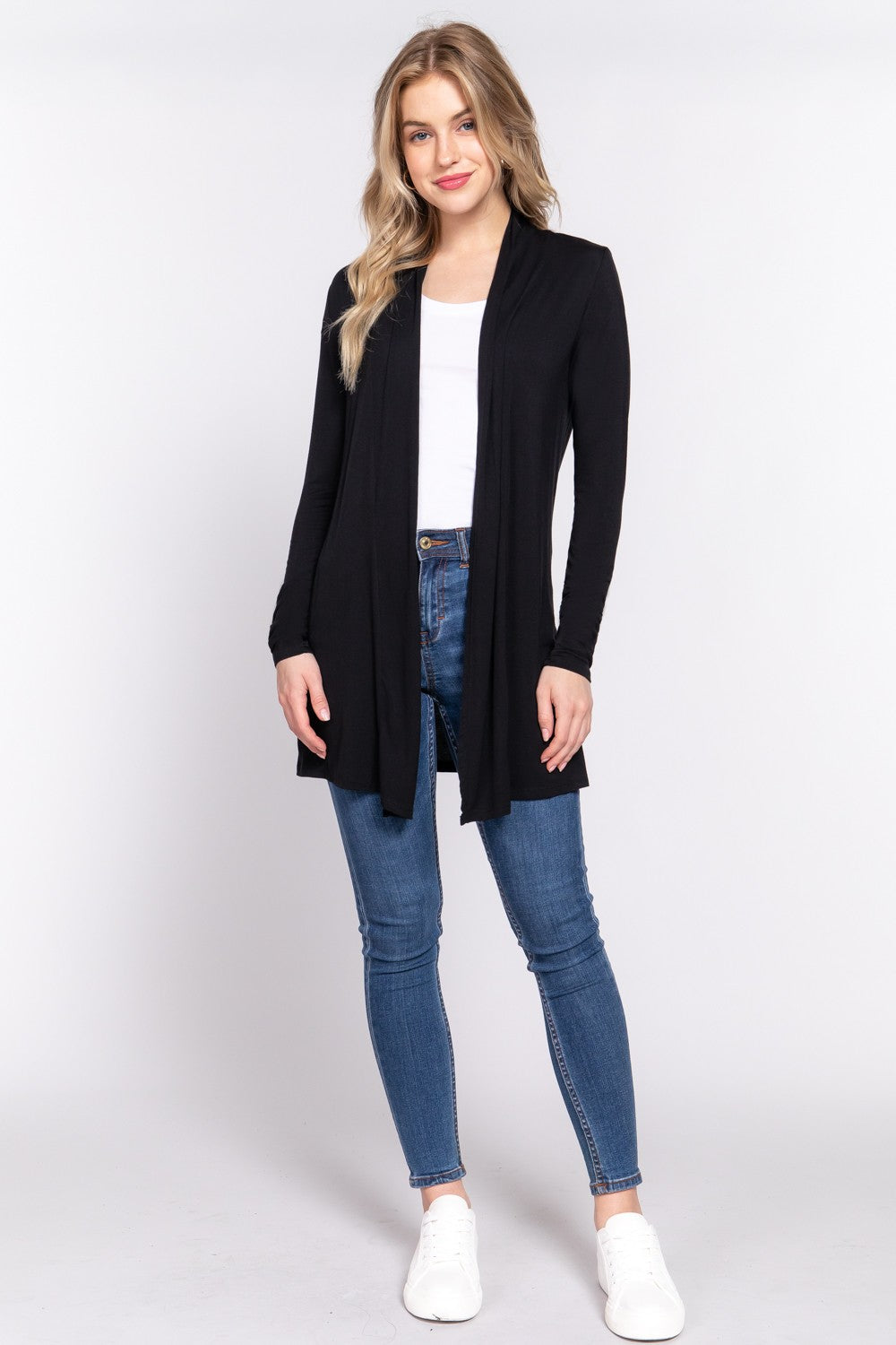 Black Basic Long Sleeve Cardigan