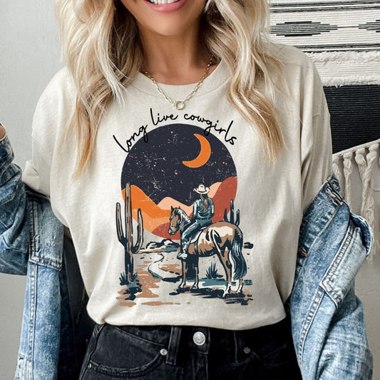 Sand Long Live Cowgirls Tee