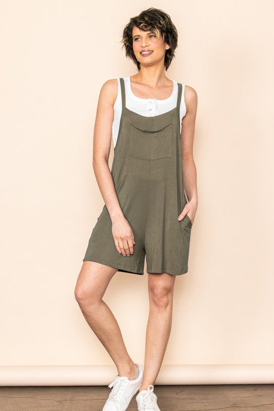 Olive Pocketed Detail Romper
