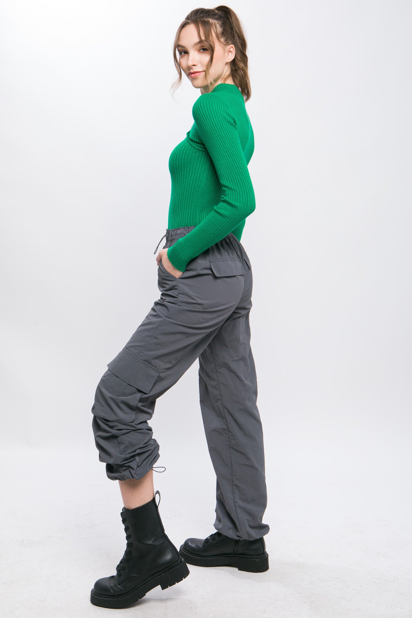 Charcoal Cargo Pants w/ Adjustable Cuff
