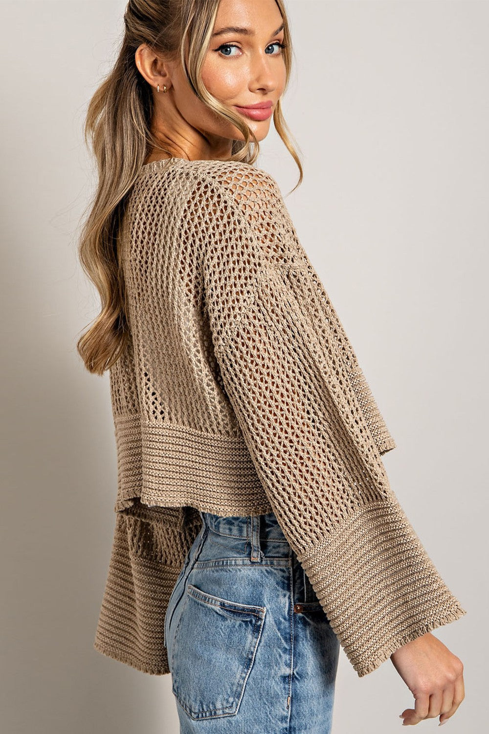Oatmeal Cropped Knit Cardigan