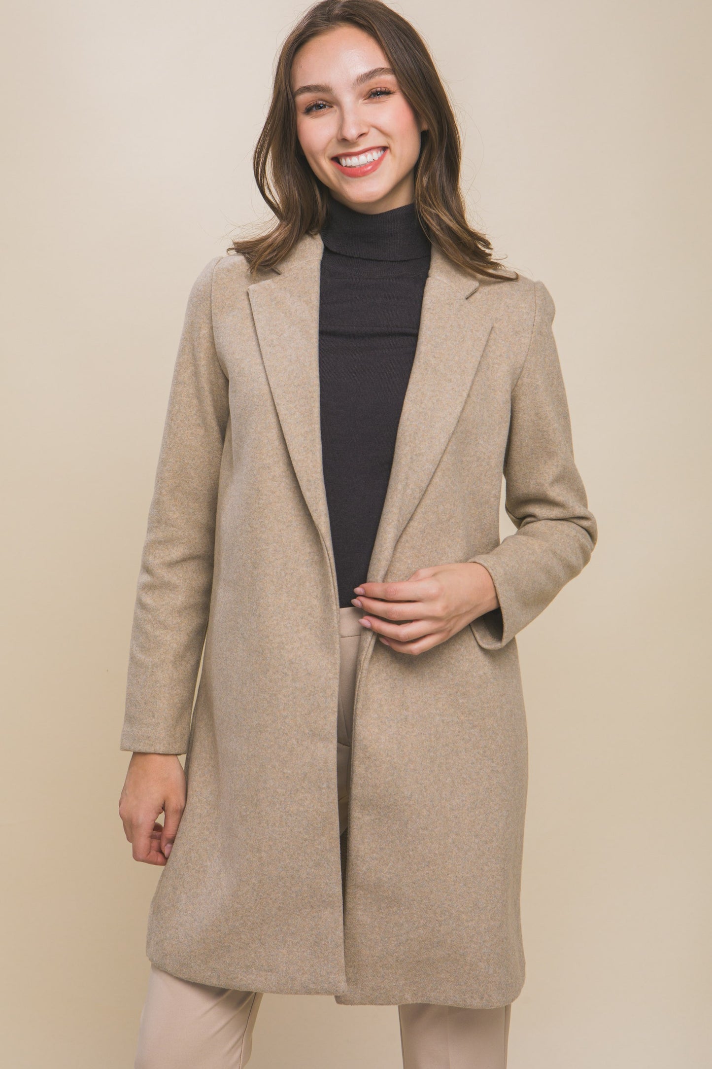 Oatmeal Long Fleece Coat