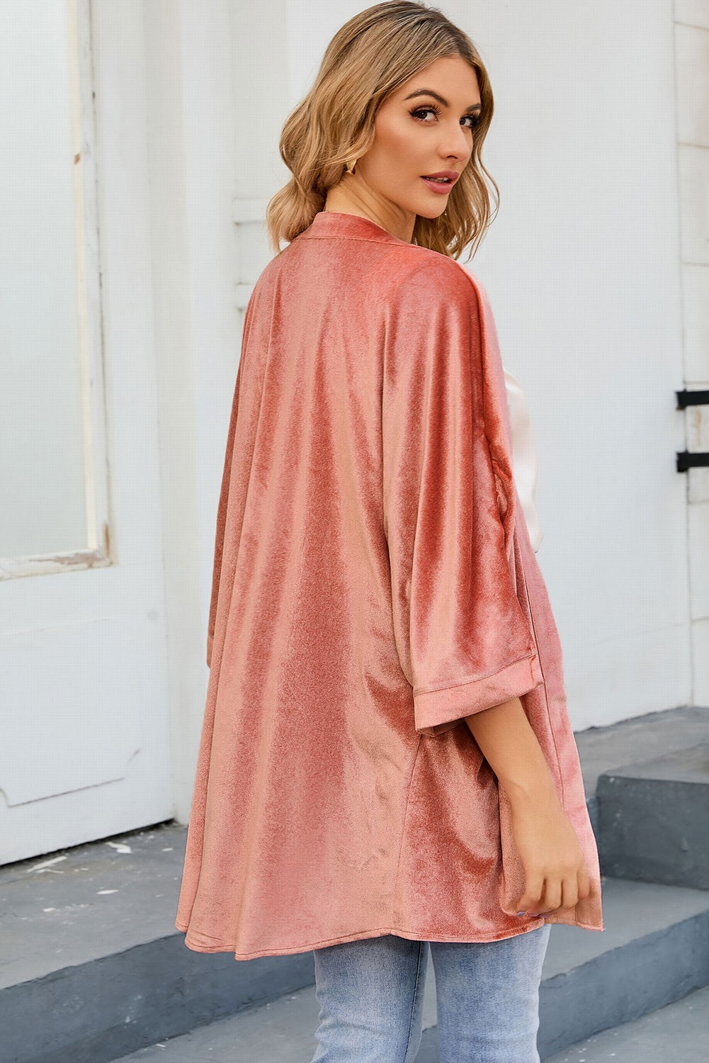 Pink Retro Velvet Kimono