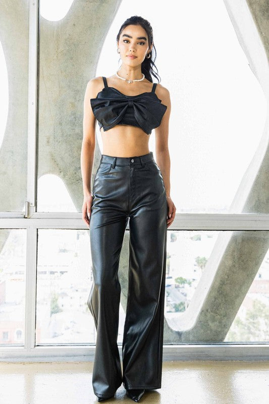 Wide Leg Vegan Leather Pants