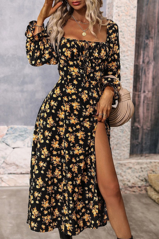 Floral Puff Sleeve Maxi Dress