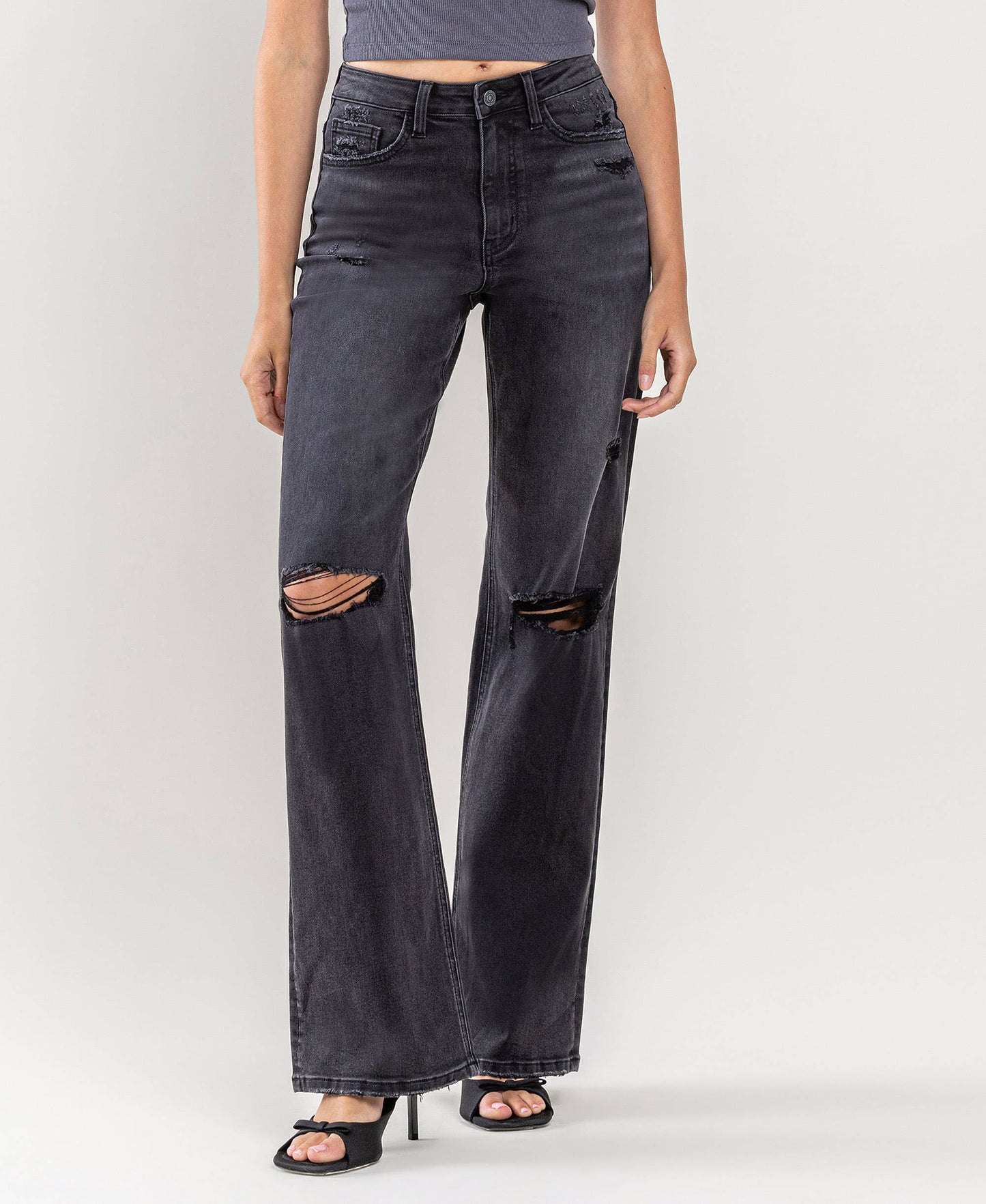 90'S Vintage Super High Rise Flare Jeas