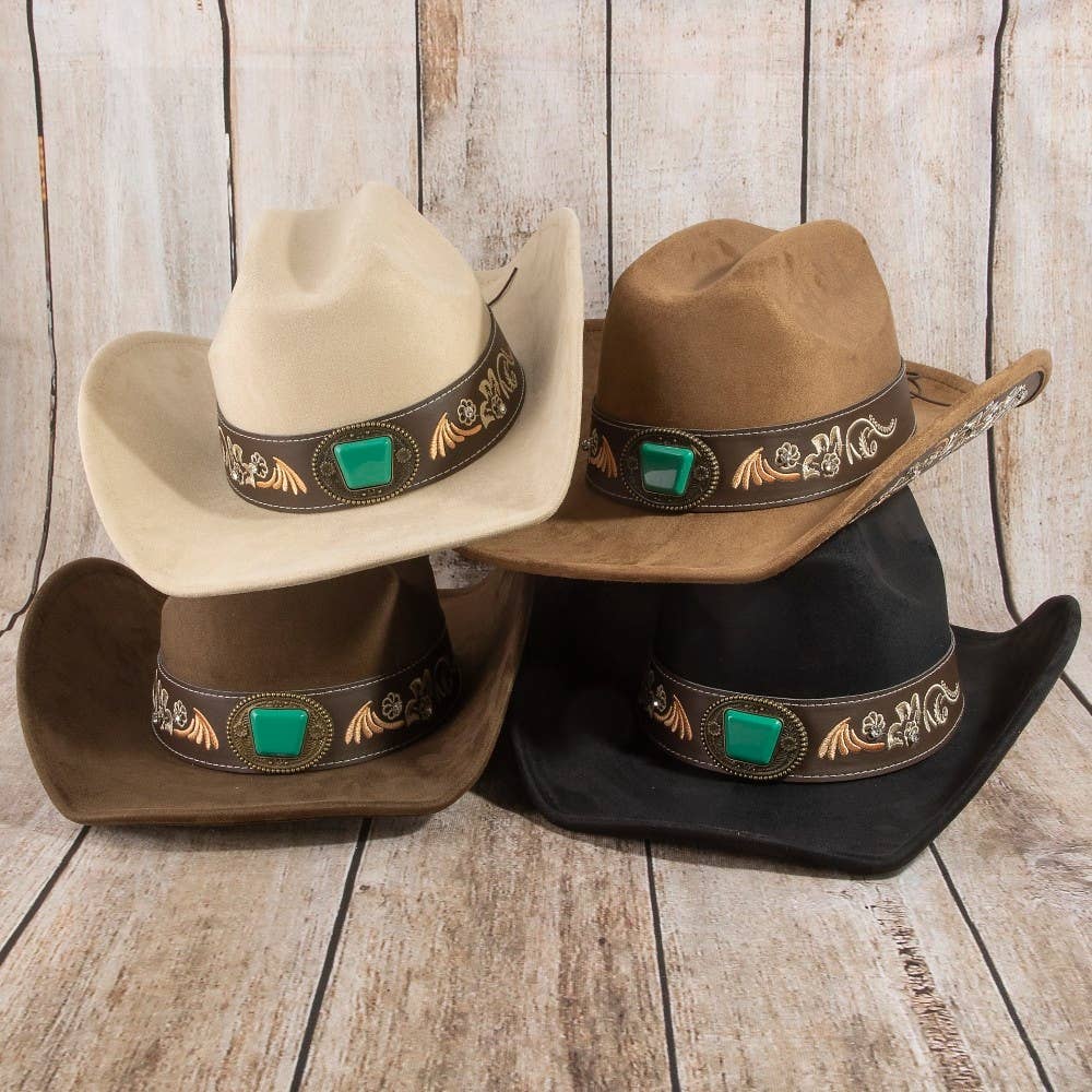 Embroidered Strap With Stone Western Cowboy Hat: KA