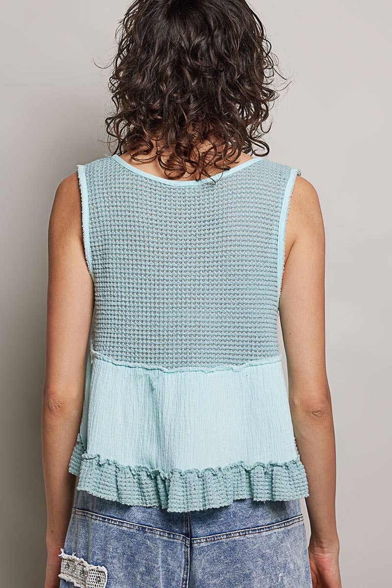 Sleeveless Cropped Babydoll Top