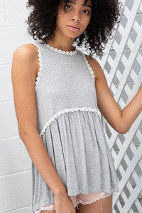 Heather Grey Babydoll Sleeveless Top