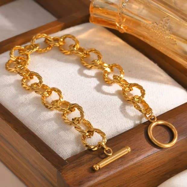 18K STAINLESS STEEL TARNISH FREE CHAIN BRACELET |  GOLD