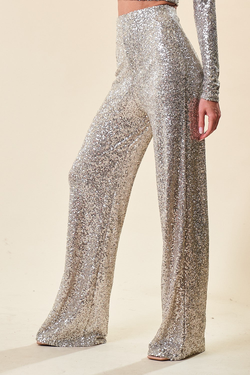 Nude High Waisted Sequin Pants