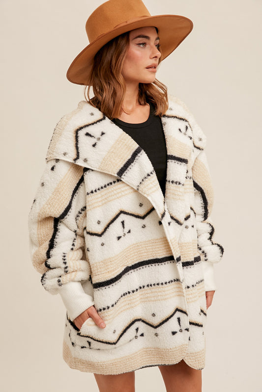 Geo Stripe Print Sherpa