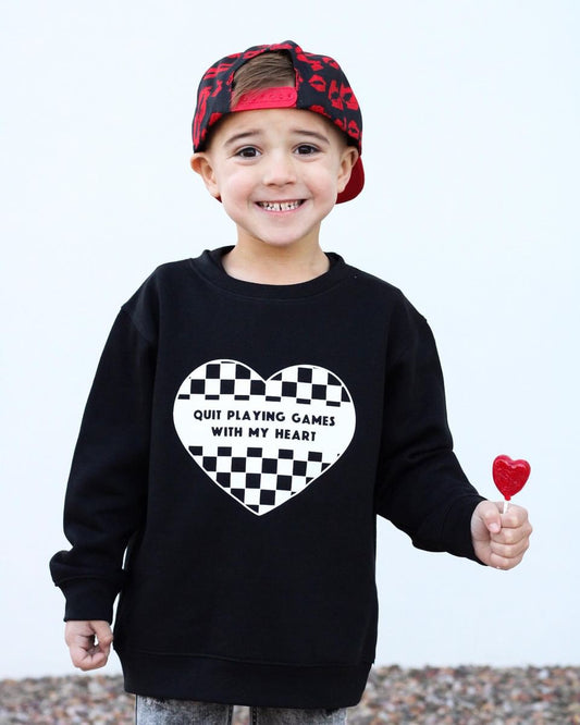 Kids Black Valentine's Crewneck