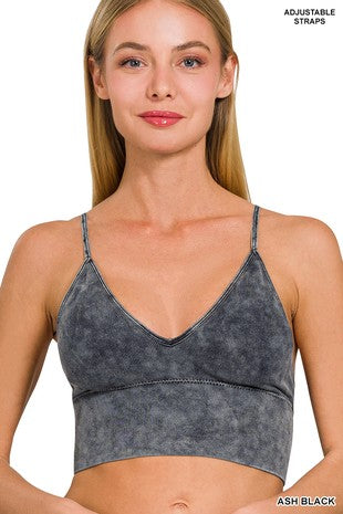 Washed Ribbed Seamless Bra Padded Tank Top