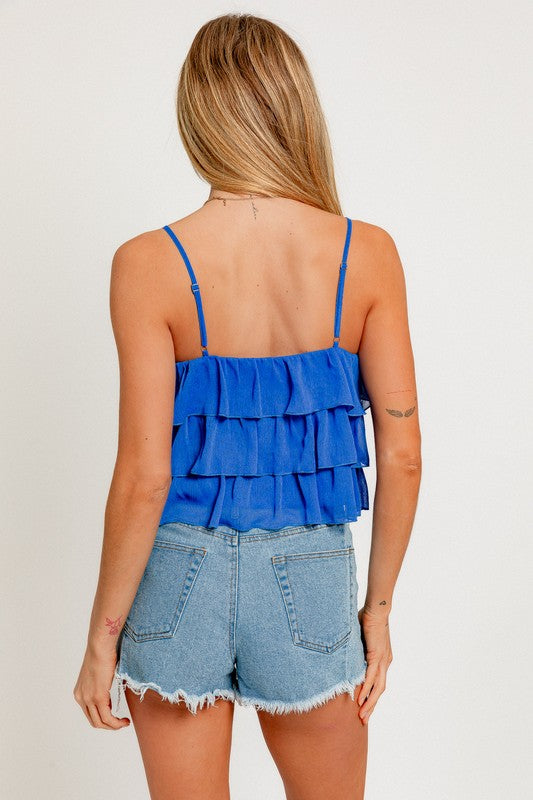 Blue Layered Spaghetti Strap Top