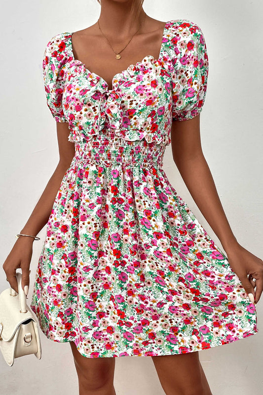 Floral Puff Sleeve Mini Dress