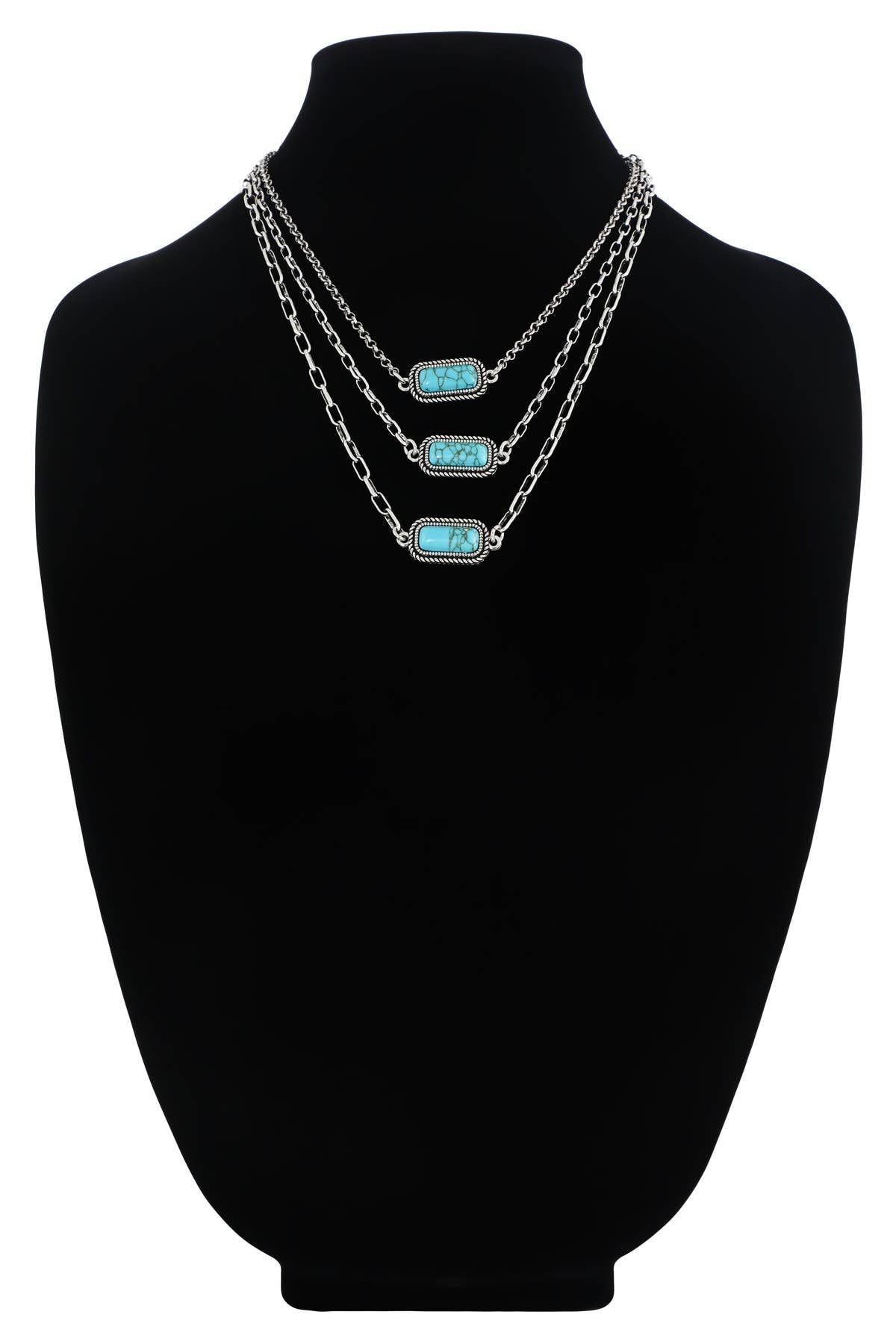 Layered Turquoise Necklace & Earring Set