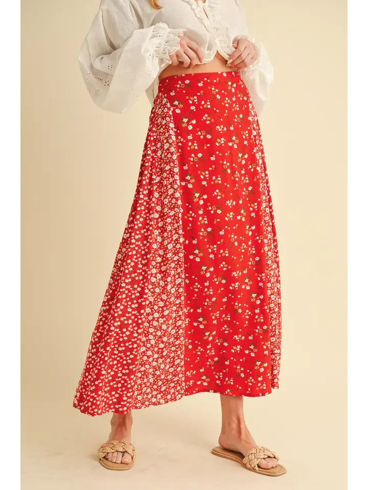 Red Floral Skirt