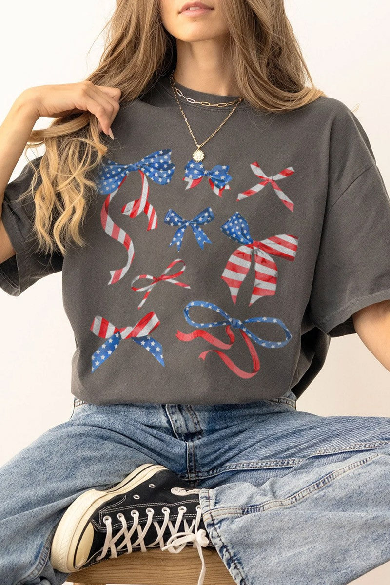 American Flag Bow Tee