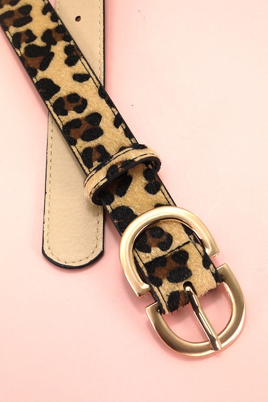 Leopard Buckle Faux Leather Belt
