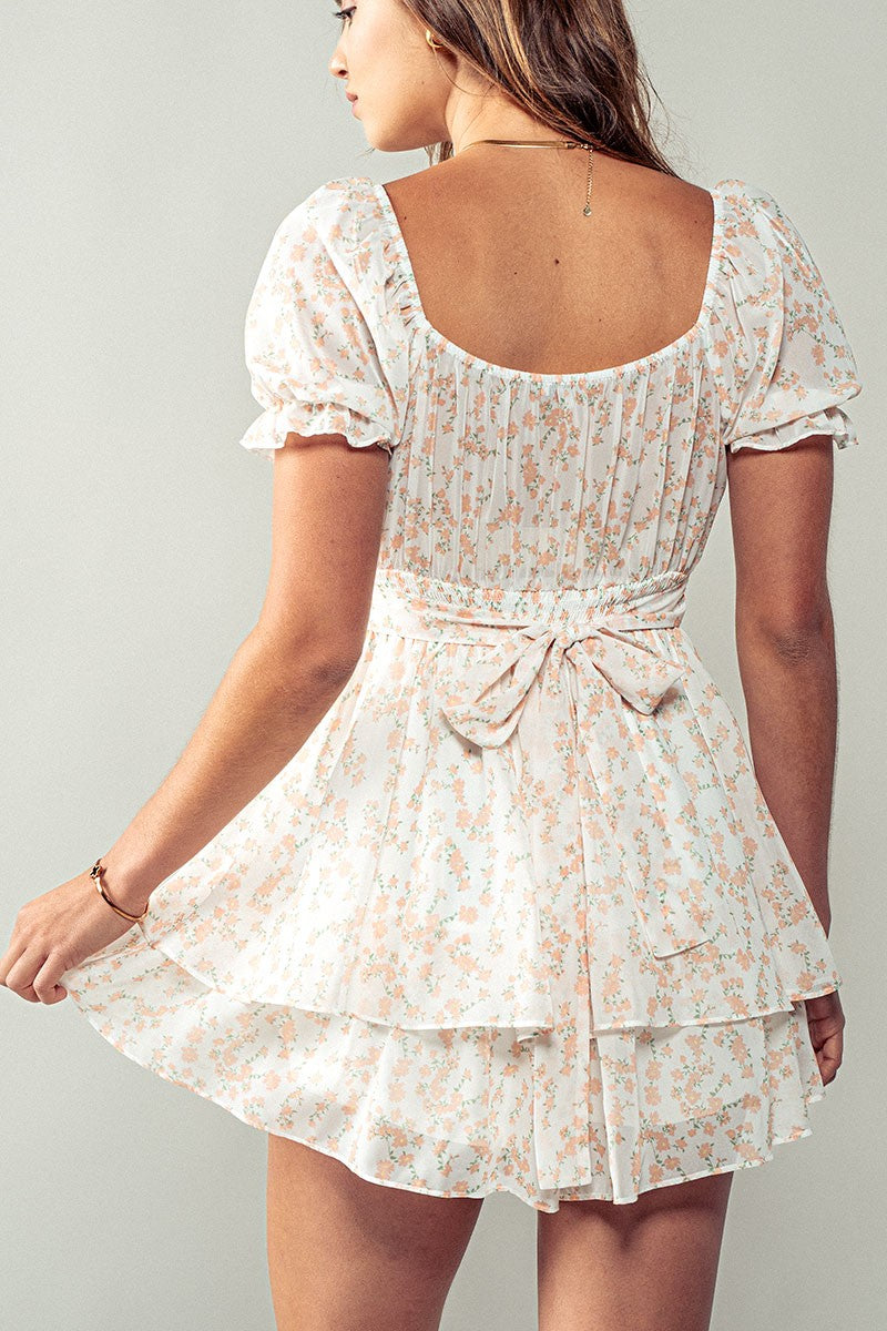 Ivory Floral Ruffle Romper