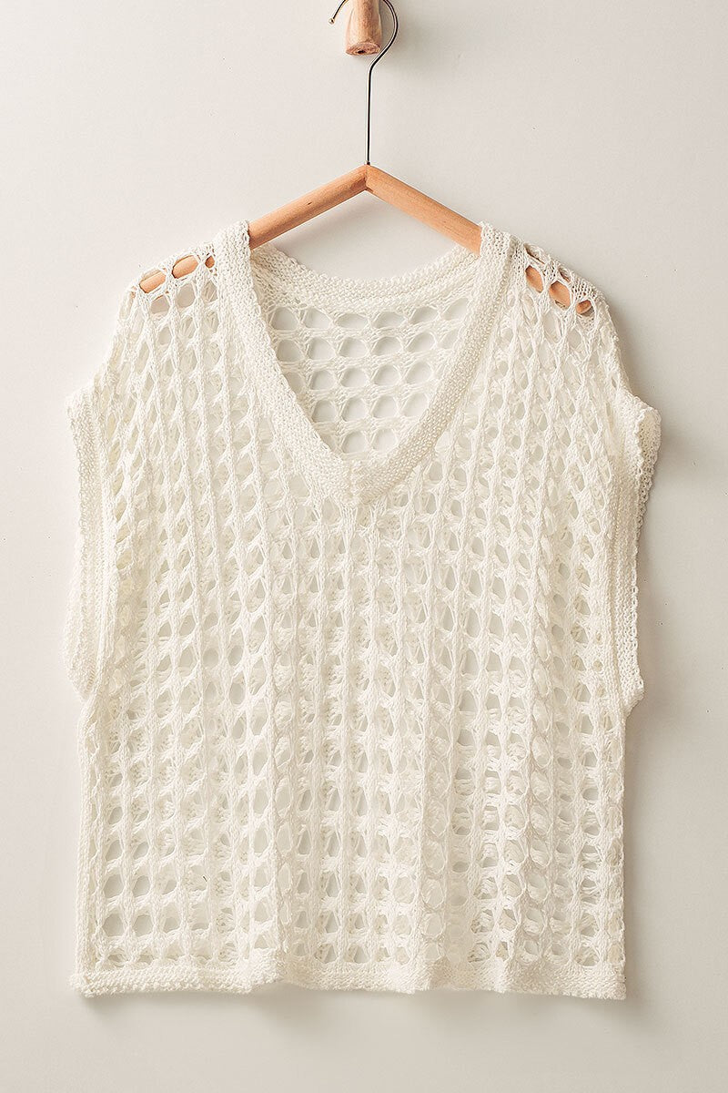 White Crochet S/S Top