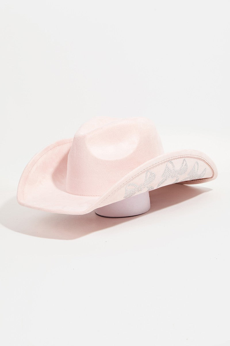 Pink Rhinestone Bow Cowboy Hat