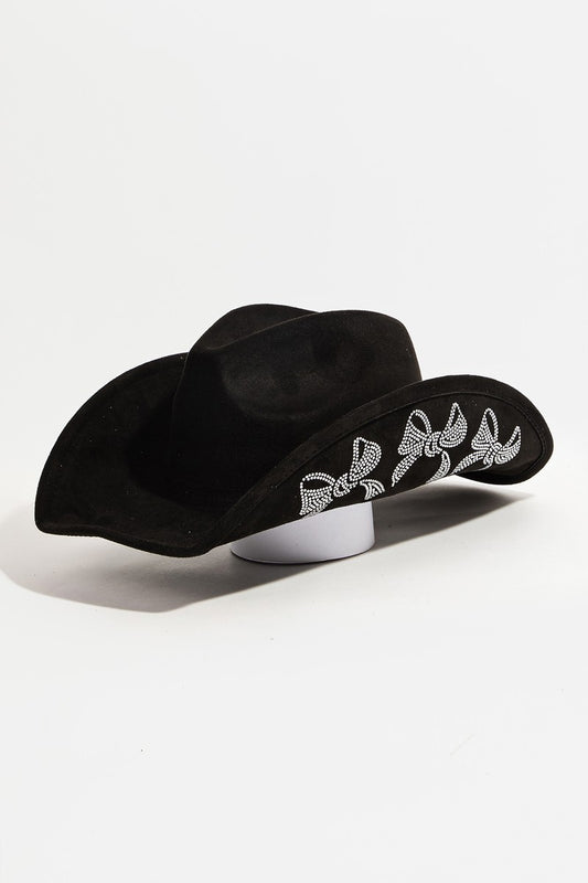 Black Rhinestone Bow Cowboy Hat