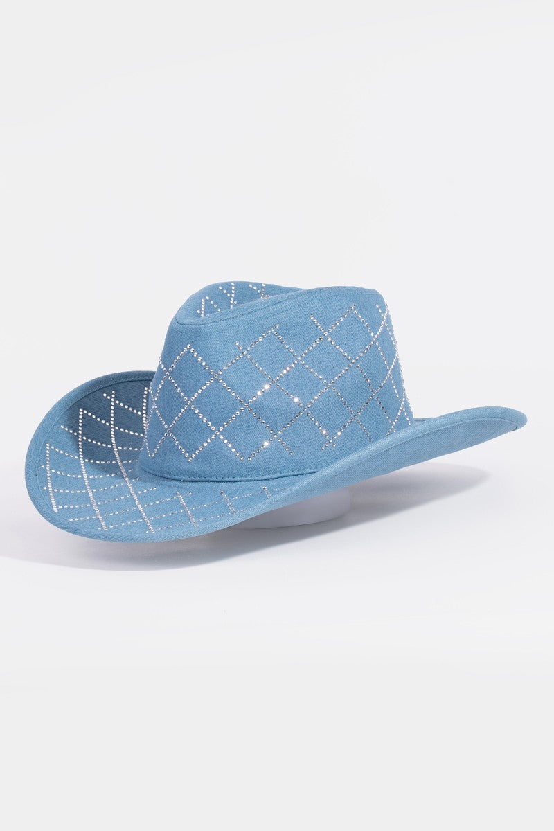 Denim Rhinestone Cowboy Hat