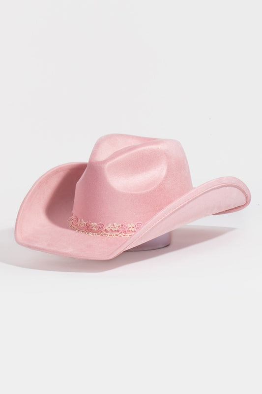 Pink Floral Band Cowboy Hat